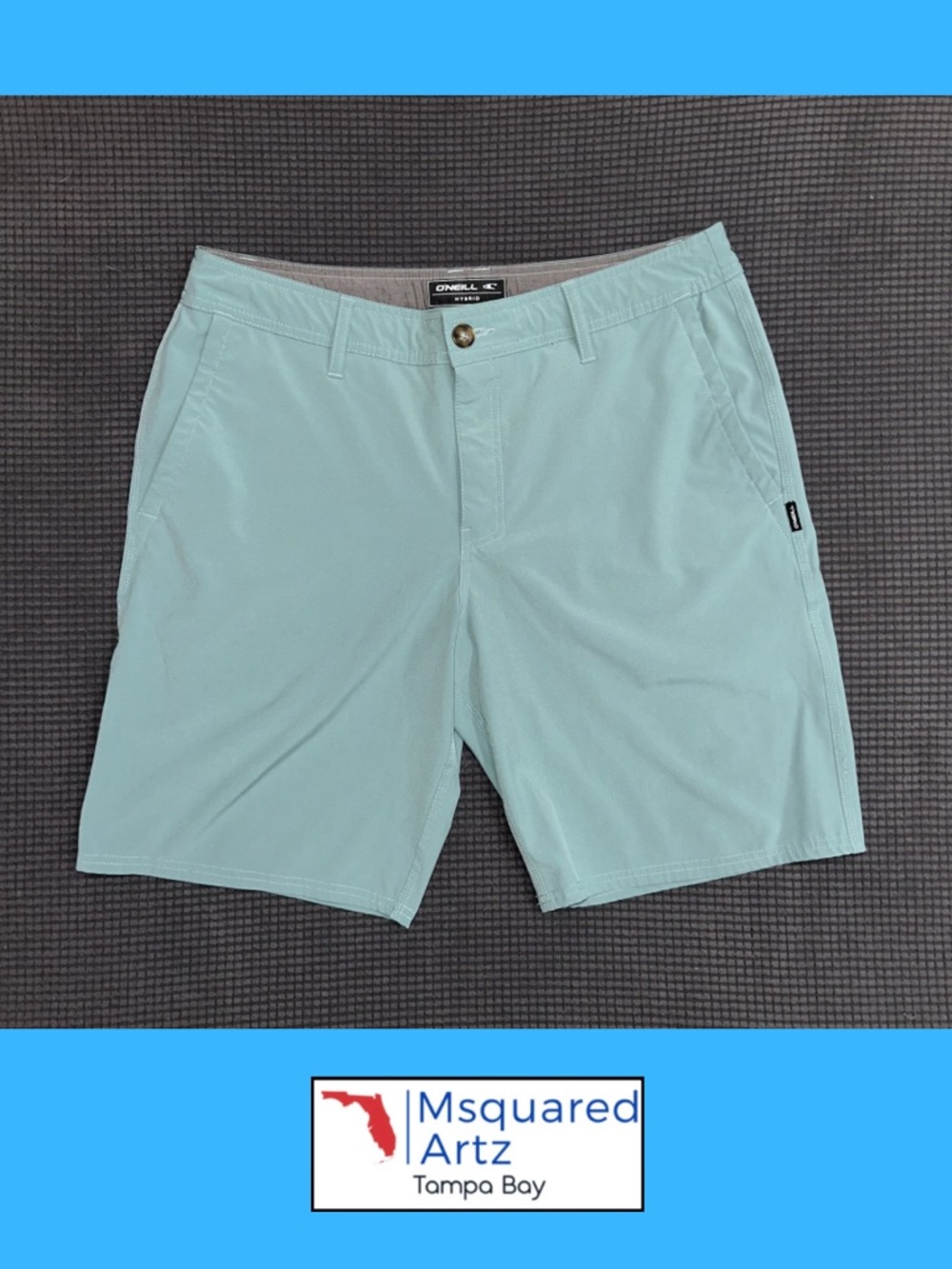 O Neill Hybrid Shorts Mens Size 34 Aqua Performance Stretch Casual - Picture 1 of 7